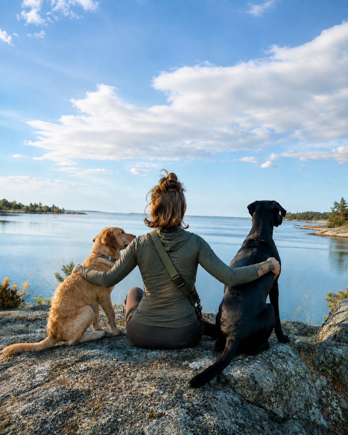 J.-Justine Wessel beim Wandern mit ihren Hunden